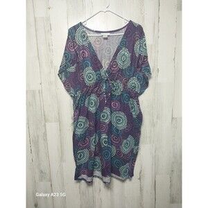 Contour Swim By Tessuto 2X Purple Blue Geometric Cover Up Dress